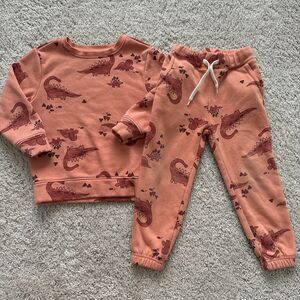 Old Navy 3T 2 Pc Sweats And Sweatshirt Dinosaur Fleece Lined Set